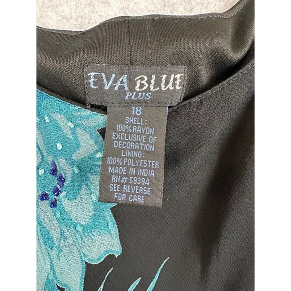 Eva Blue Plus Dress Size 18 Black Blue Tropical Beaded Midi Y2K Whimsygoth Fairy - Picture 3 of 11